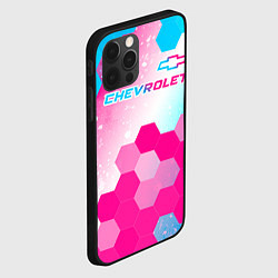 Чехол для iPhone 12 Pro Max Chevrolet neon gradient style посередине, цвет: 3D-черный — фото 2