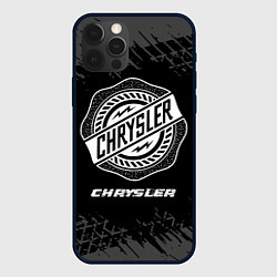 Чехол iPhone 12 Pro Max Chrysler speed на темном фоне со следами шин
