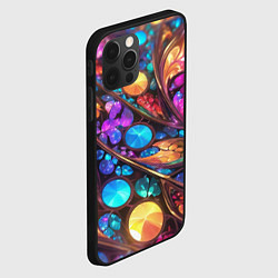 Чехол для iPhone 12 Pro Max Яркий абстрактный фрактальный узор, цвет: 3D-черный — фото 2