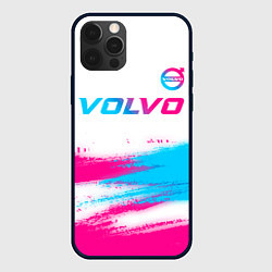 Чехол для iPhone 12 Pro Max Volvo neon gradient style посередине, цвет: 3D-черный