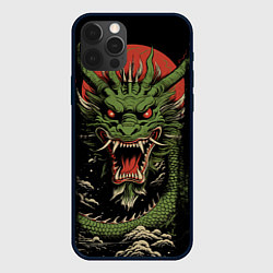 Чехол iPhone 12 Pro Max Зеленый дракон с открытой пастью