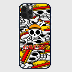 Чехол для iPhone 12 Pro Max One Piece logo pattern pirat, цвет: 3D-черный
