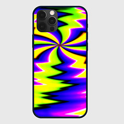 Чехол для iPhone 12 Pro Max Неоновая фрактальная абстракция, цвет: 3D-черный