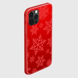 Чехол для iPhone 12 Pro Max Красные снежинки, цвет: 3D-красный — фото 2
