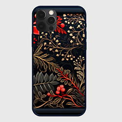 Чехол для iPhone 12 Pro Max Заснеженные тропы новогодний орнамент, цвет: 3D-черный