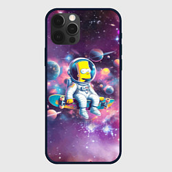 Чехол iPhone 12 Pro Max Барт Симпсон со скейтбордом в космосе