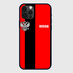 Чехол для iPhone 12 Pro Max Красный и черный - герб РФ, цвет: 3D-черный