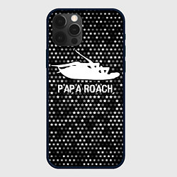 Чехол для iPhone 12 Pro Max Papa Roach glitch на темном фоне, цвет: 3D-черный