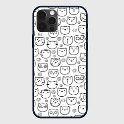 Чехол для iPhone 12 Pro Max Коты дудл мордашки, цвет: 3D-черный