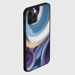 Чехол для iPhone 12 Pro Max Абстрактный волнистый узор фиолетовый с голубым, цвет: 3D-черный — фото 2