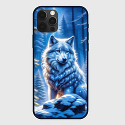 Чехол для iPhone 12 Pro Max Волк в зимнем ночном лесу, цвет: 3D-черный