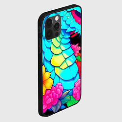 Чехол для iPhone 12 Pro Max Дракон в цветах, цвет: 3D-черный — фото 2