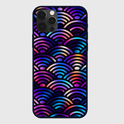 Чехол для iPhone 12 Pro Max Разноцветные волны-чешуйки, цвет: 3D-черный