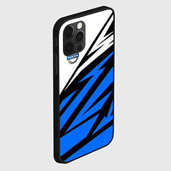 Чехол для iPhone 12 Pro Max Volvo - white and blue, цвет: 3D-черный — фото 2