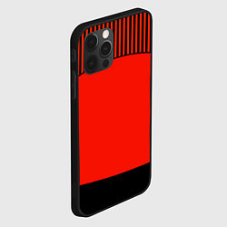 Чехол для iPhone 12 Pro Max Оранжево черный комбинированный узор в полоску, цвет: 3D-черный — фото 2