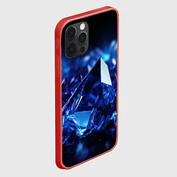 Чехол для iPhone 12 Pro Max Синие прозрачные алмазы, цвет: 3D-красный — фото 2