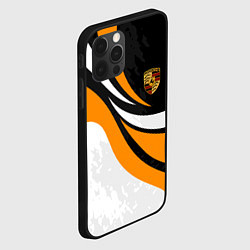 Чехол для iPhone 12 Pro Max Porsche - Оранжевая абстракция, цвет: 3D-черный — фото 2