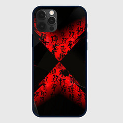 Чехол для iPhone 12 Pro Max Иероглифы и текстуры, цвет: 3D-черный