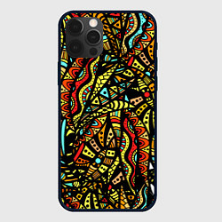 Чехол для iPhone 12 Pro Max Африканская живопись, цвет: 3D-черный