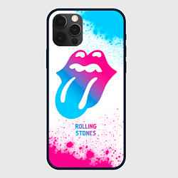 Чехол iPhone 12 Pro Max Rolling Stones neon gradient style