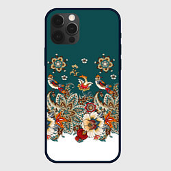 Чехол iPhone 12 Pro Max Индийский орнамент с птицами