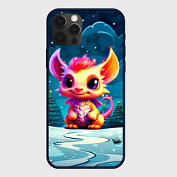Чехол для iPhone 12 Pro Max Маленький пушистый дракошка, цвет: 3D-черный