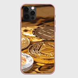 Чехол для iPhone 12 Pro Max Виртуальные монеты, цвет: 3D-светло-розовый