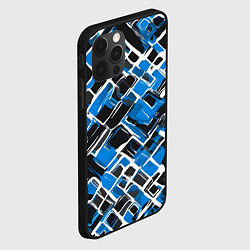 Чехол для iPhone 12 Pro Max Синие фигуры и белые линии, цвет: 3D-черный — фото 2