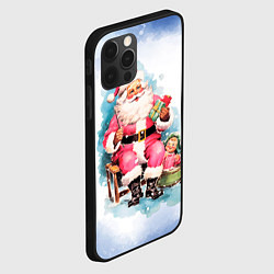 Чехол для iPhone 12 Pro Max Акварельный ретро Санта Клаус, цвет: 3D-черный — фото 2