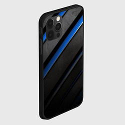 Чехол для iPhone 12 Pro Max Black blue lines, цвет: 3D-черный — фото 2