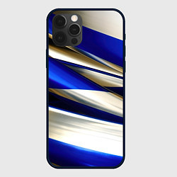 Чехол для iPhone 12 Pro Max Blue white abstract, цвет: 3D-черный