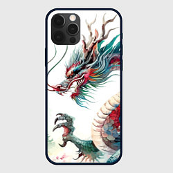 Чехол для iPhone 12 Pro Max Акварельный японский дракон, цвет: 3D-черный