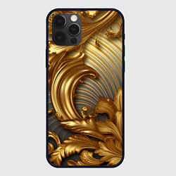 Чехол iPhone 12 Pro Max Золотая текстура и абстракции