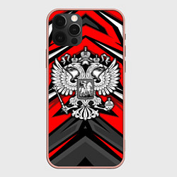 Чехол iPhone 12 Pro Max Россия - красная геометрия