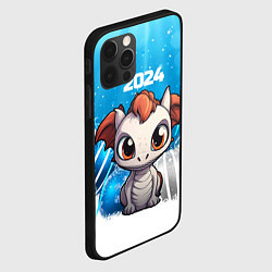 Чехол для iPhone 12 Pro Max Белый дракон с новогодними шариками, цвет: 3D-черный — фото 2