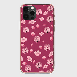 Чехол iPhone 12 Pro Max Сакура цветы и бутоны паттерны