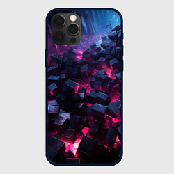 Чехол iPhone 12 Pro Max Фиолетовые кубы в фиолетовом дыме