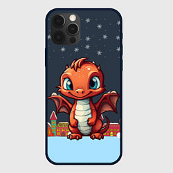Чехол iPhone 12 Pro Max Рыжий новогодний дракон