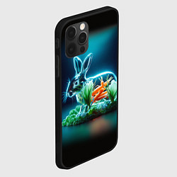 Чехол для iPhone 12 Pro Max Прозрачный стеклянный кролик с овощами, цвет: 3D-черный — фото 2