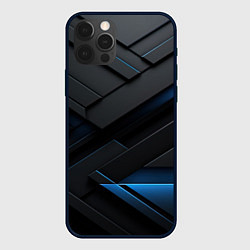 Чехол для iPhone 12 Pro Max Голубая неоновая полоса на черном, цвет: 3D-черный