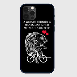 Чехол для iPhone 12 Pro Max Рыба феминистка едет на велосипеде, цвет: 3D-черный