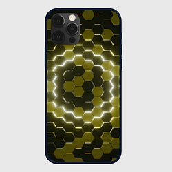 Чехол для iPhone 12 Pro Max Гексагональная броня, цвет: 3D-черный