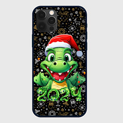 Чехол для iPhone 12 Pro Max Зеленый дракон на черном фоне 2024, цвет: 3D-черный