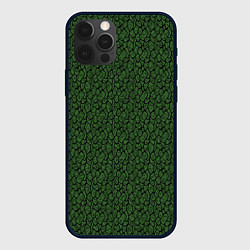 Чехол для iPhone 12 Pro Max Тёмно-зелёный паттерн, цвет: 3D-черный