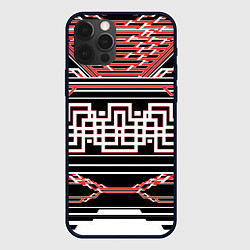 Чехол для iPhone 12 Pro Max Красные и белые линии киберпанк, цвет: 3D-черный