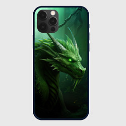 Чехол iPhone 12 Pro Max Яркий зеленый дракон