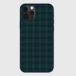 Чехол iPhone 12 Pro Max Клетчатый тёмно-зелёный