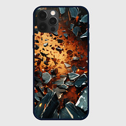 Чехол для iPhone 12 Pro Max Летящие камни и взрыв, цвет: 3D-черный