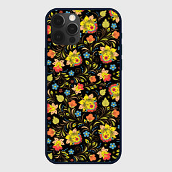 Чехол iPhone 12 Pro Max Хохломская роспись разноцветные цветы