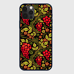 Чехол для iPhone 12 Pro Max Хохломская роспись красные ягоды, цвет: 3D-черный